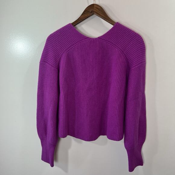 A.L.C. Women's Melanie Wool Cropped Sweater Sz L Orchid Bold Minimalism Designer - Picture 2 of 8